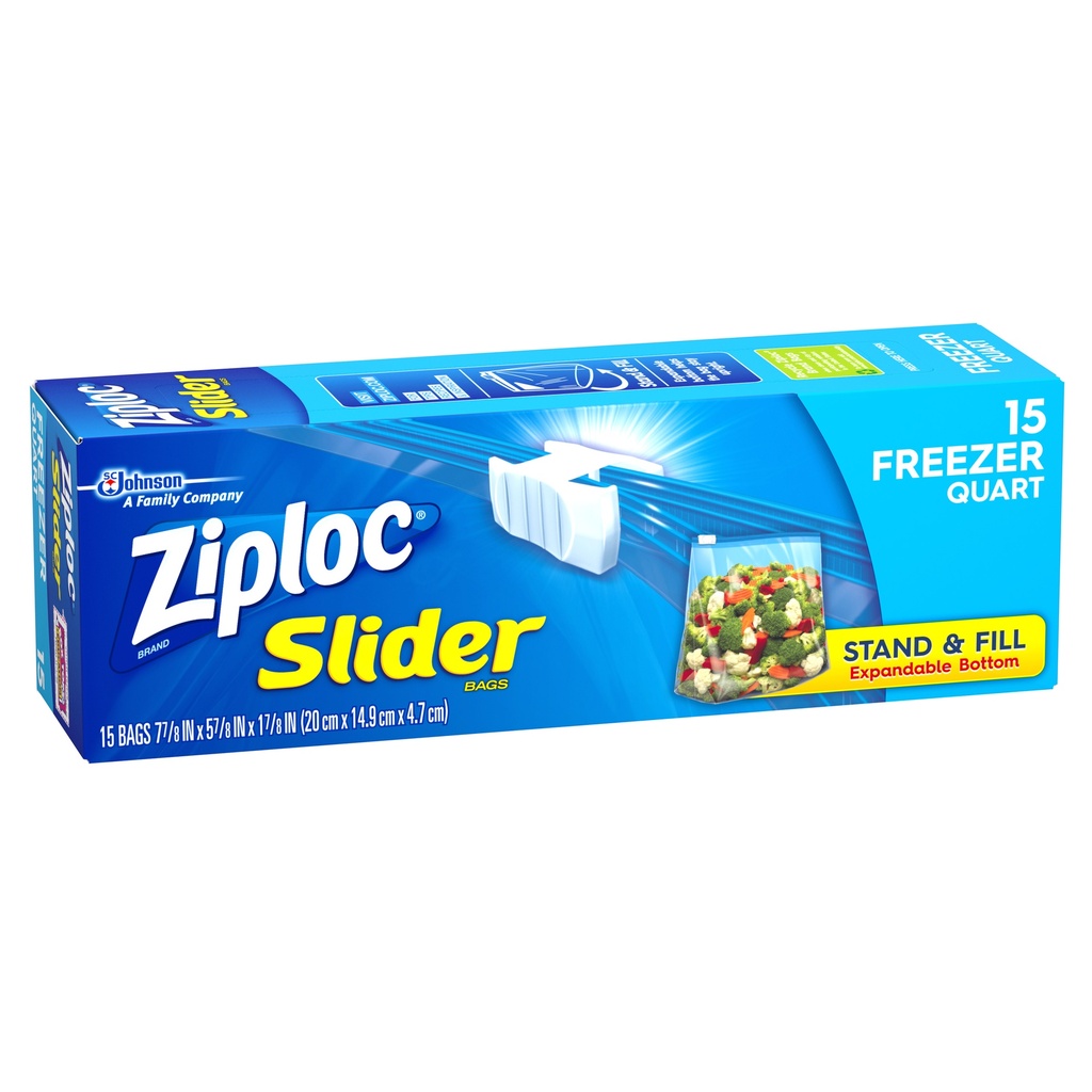 ZIPLOC SLIDER FREEZER BAG 1 QT 15 CT