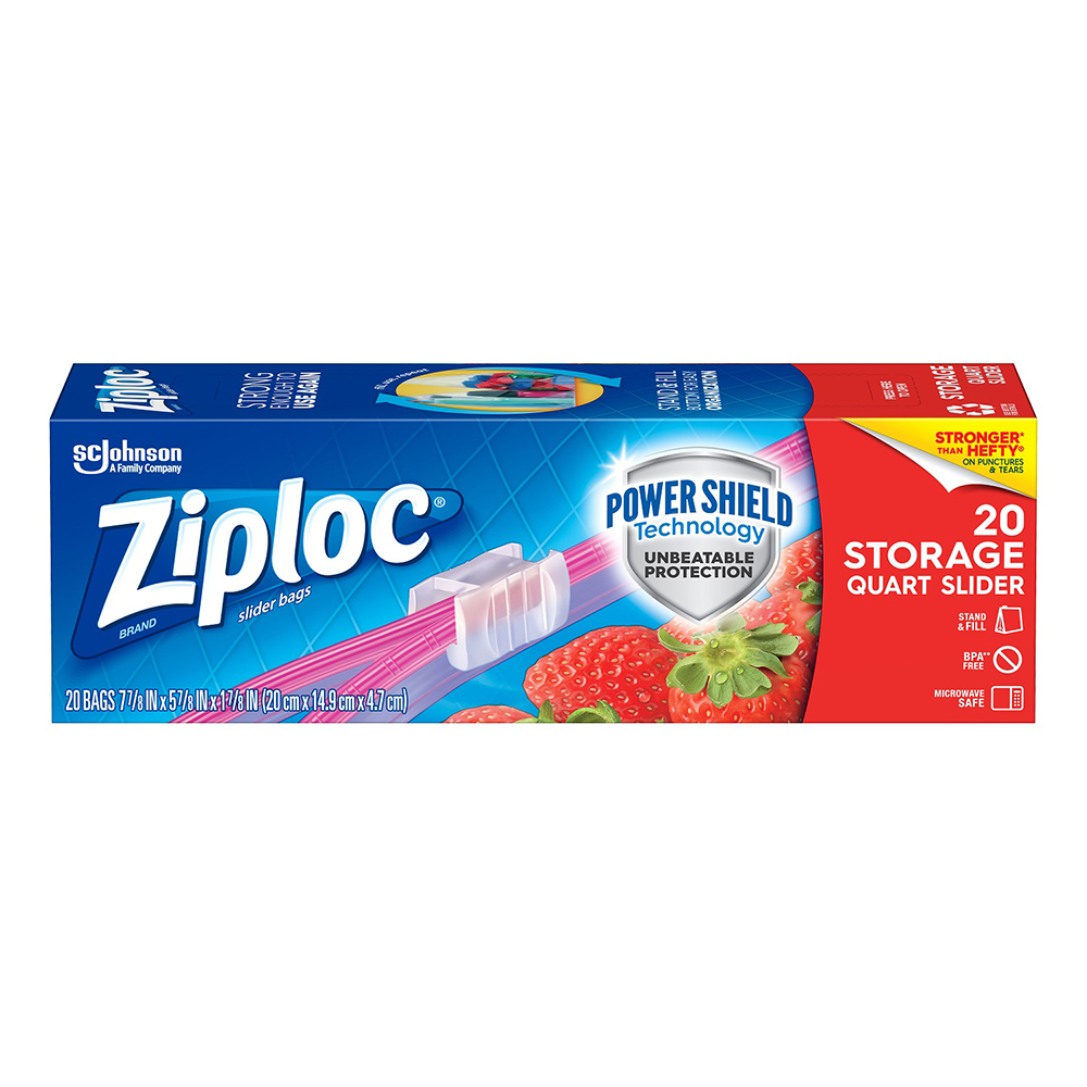 ZIPLOC SLIDER STORAGE BAG 1 QT 20 CT