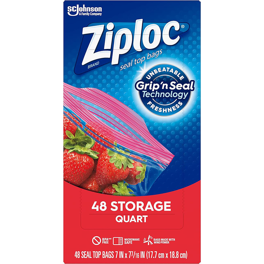ZIPLOC STORAGE BAG 48 CT QUART