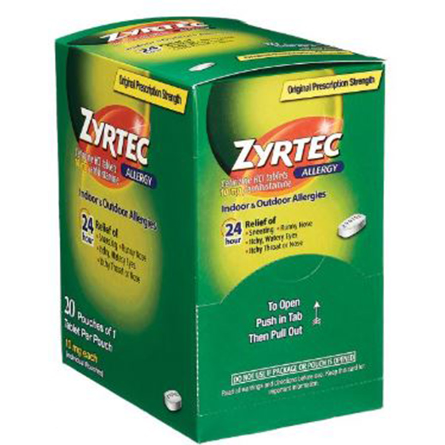 ZYRTEC ALLERGY TABLETS 20 CT DISPENSER BOX