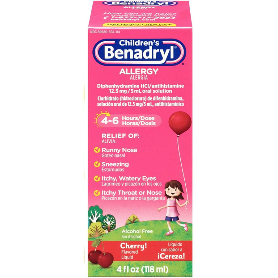 BENADRYL ALLERGY RELIEF 4 OZ CHILDRENS LIQUID CHERRY