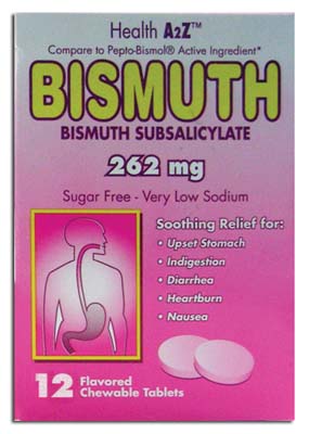 BISMUTH ANTACID 12 CT 262 MG PEPPERMINT (COMPARE TO PEPTO BISMOL) CHEWABLE TABLETS