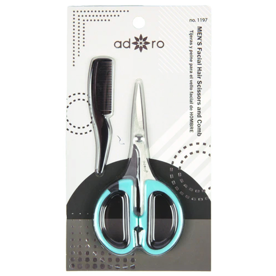 ADORO MEN'S FACIAL HAIR CISSOR & COMB 2 PC SET BLISTER