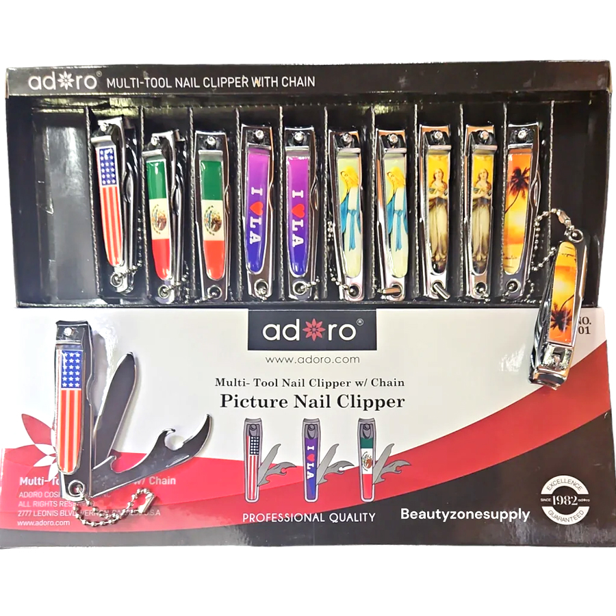 ADORO MULTI-TOOL NAIL CLIPPER 1 CT WITH CHAIN AND PICTURE