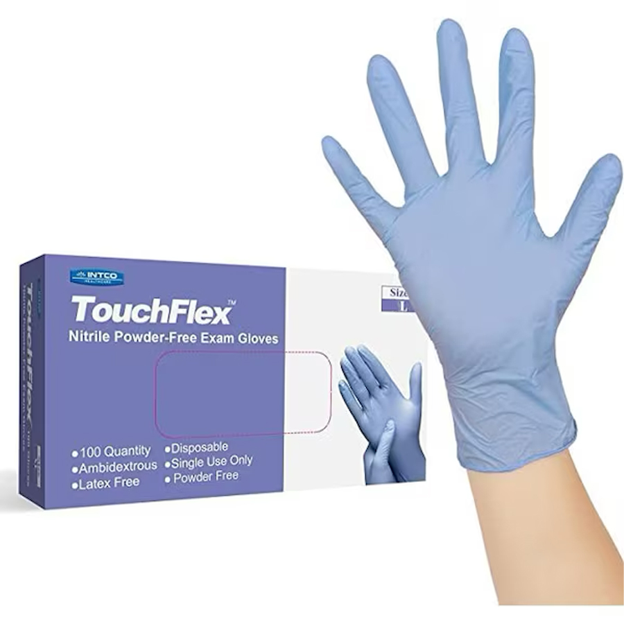BLUE NITRILE EXAM GLOVES LARGE 10/100