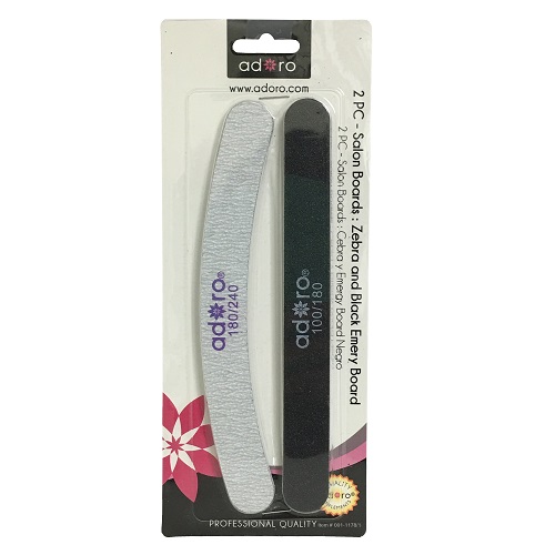 ADORO NAIL EMERY BOARD 2 CT BANANA & STRAIGHT
