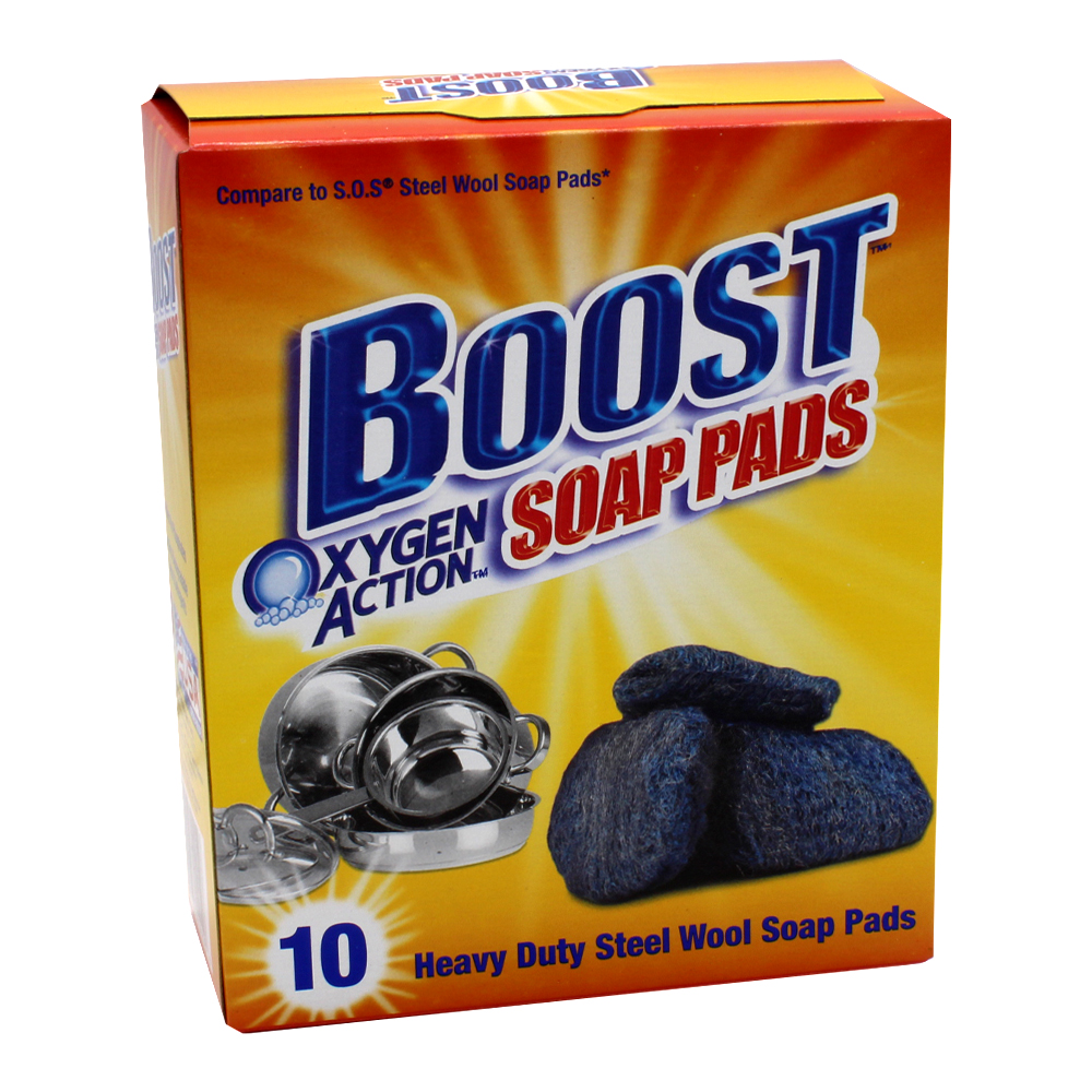 BOOST SOAP PODS 10 CT HEAVY DUTY STEEL WOOL