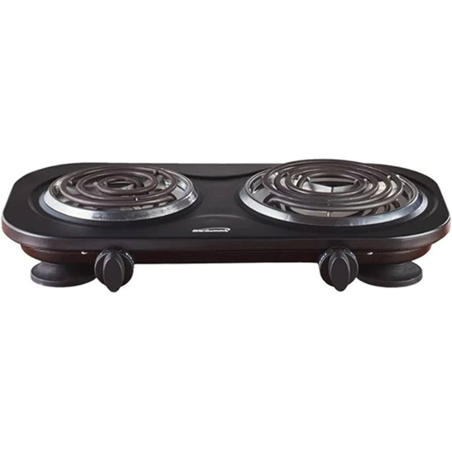 BRENTWOOD ELECTRICAL DOUBLE BURNER 1500 WATT BLACK SQUARE ETL APPROVED