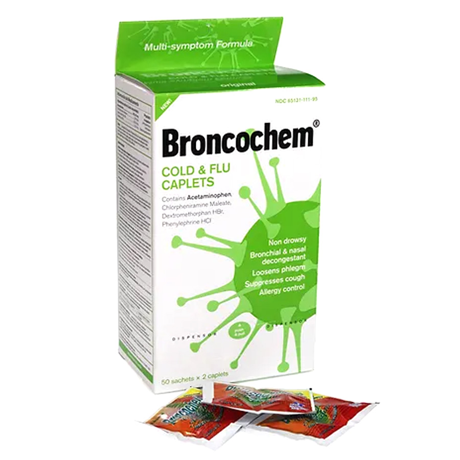 BRONCOCHEM COLD & FLU 2 CT ORIGINAL CAPLETS BOX