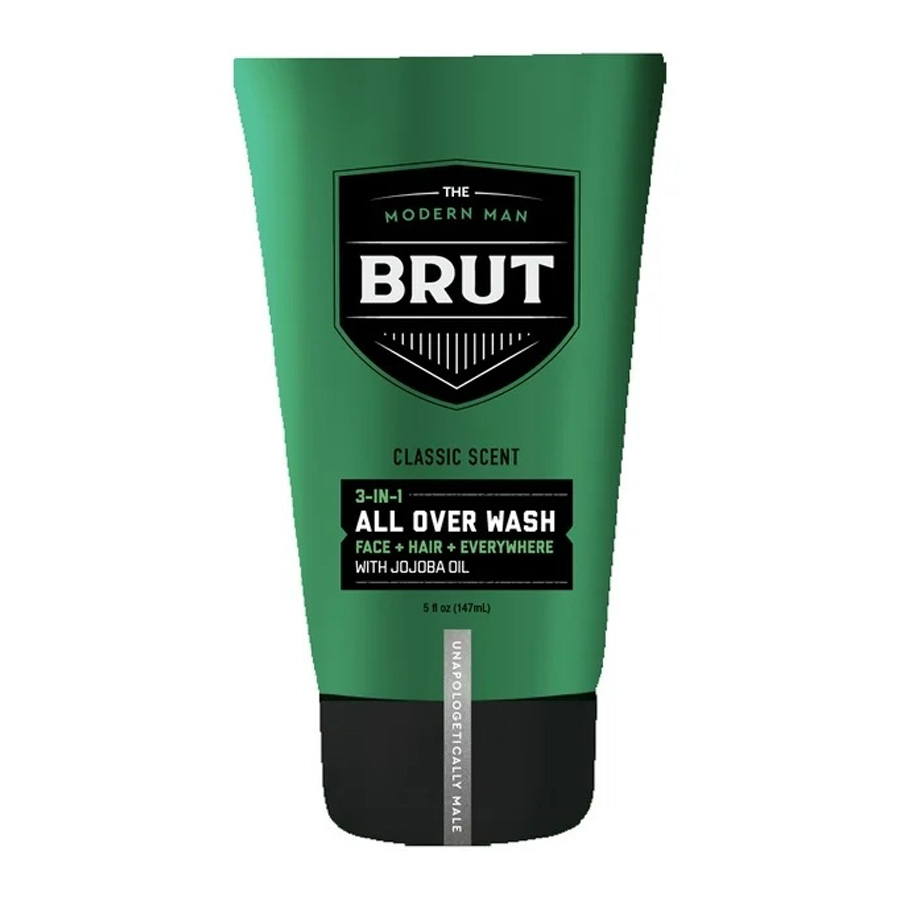 BRUT FACE WASH 5 OZ ALL OVER WASH 3 IN 1 WITH JOJOBA OIL