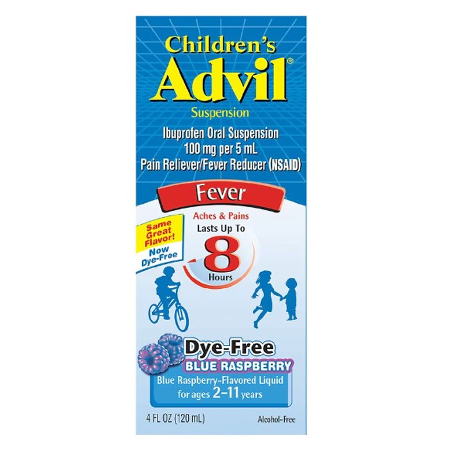 ADVIL CHILDREN LIQUID 4 OZ BLUE RASPBERRY DYE FREE