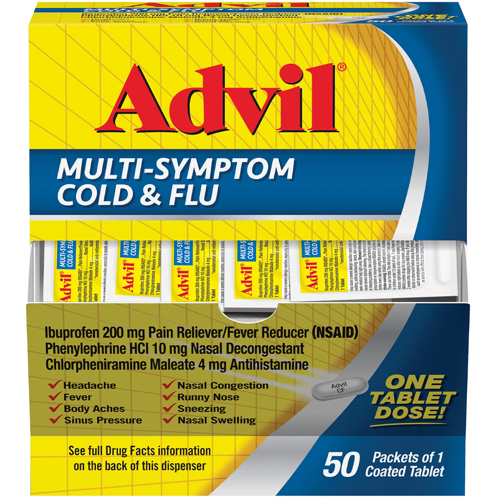 ADVIL COLD & FLU 1 CT TABLETS DISPENSER BOX 50CT