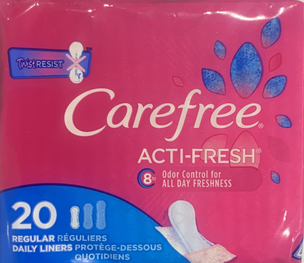 CAREFREE PANTILINERS 20 CT ACTI-FRESH REGULAR TO GO UNSCENTED