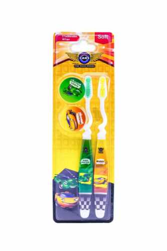 CARS KIDS TOOTHBRUSH 2 PK SOFT WITH CAP