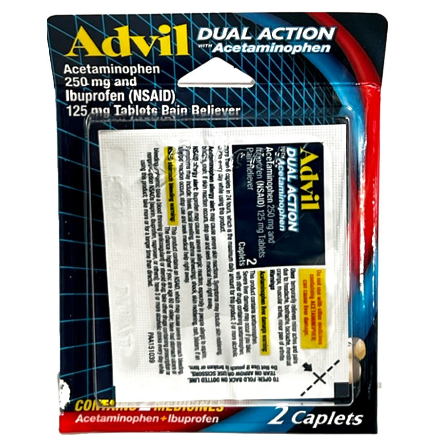 ADVIL PAIN RELEIF 2 CT TABLETS DUAL ACTION BLISTER