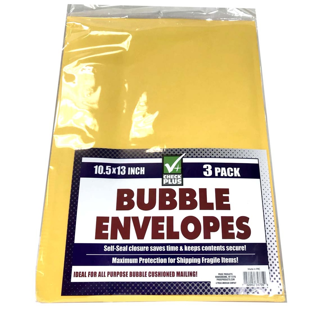 CHECK PLUS BUBBLE ENELOPE 3 CT 10.5 X 13 CIN