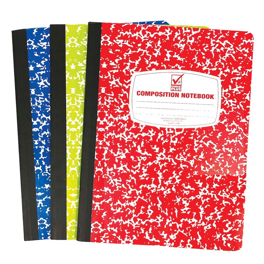 CHECK PLUS COMPOSITION NOTEBOOK 100 SHEET 9.75 X 7.5 IN ASSORTED