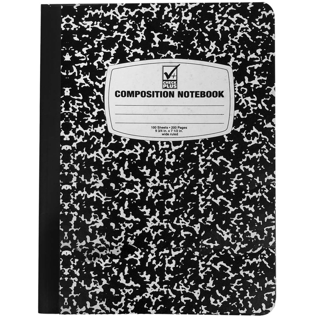 CHECK PLUS COMPOSITION NOTEBOOK 100 SHEET 9.75 X 7.5 IN BLACK WIDE RULED