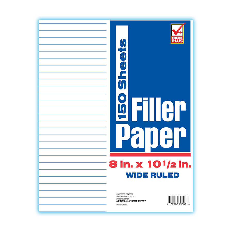 CHECK PLUS FILLER PAPER 150 SHEET 8 X 10.5 IN WIDE RULE