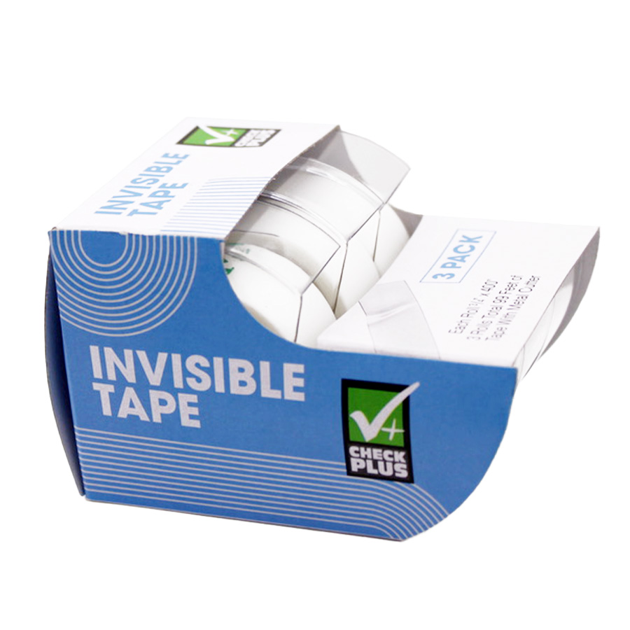 CHECK PLUS INVISIBLE TAPE WITH DISPENSER 3 PK 0.75 X 400 INCHES