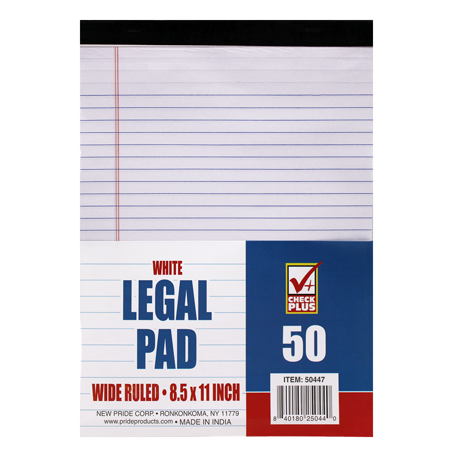 CHECK PLUS LEGAL PAD 8.5 X 11 IN 50 SHEETS REGULAR WHITE