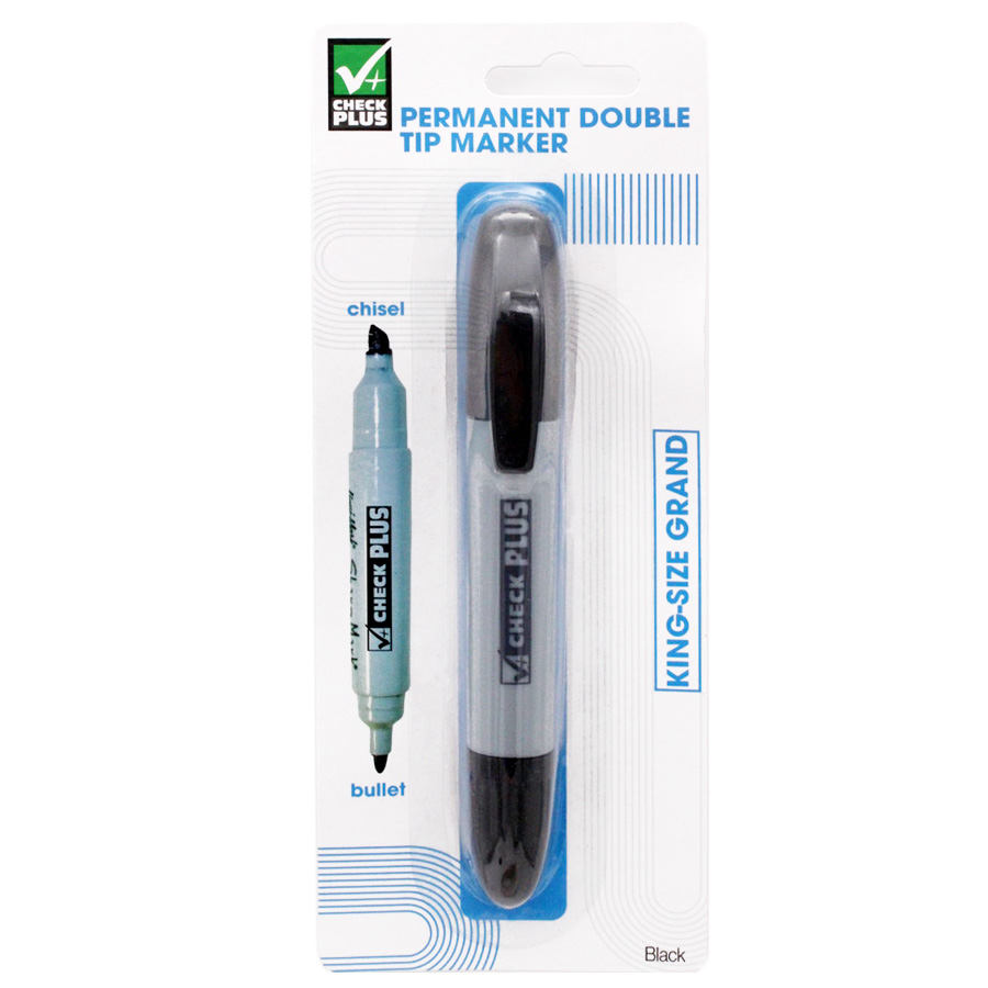 CHECK PLUS PERMANENT MARKER 1 PK DOUBLE TIP KING SIZE BLACK