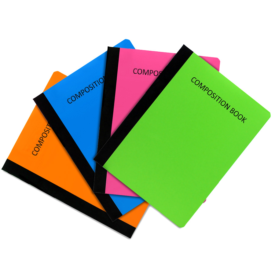 CHECK PLUS POLY NEON COMPOSITION BOOK 9.75 X 7.5 IN 70 SHEETS 4 ASSORTED COLORS