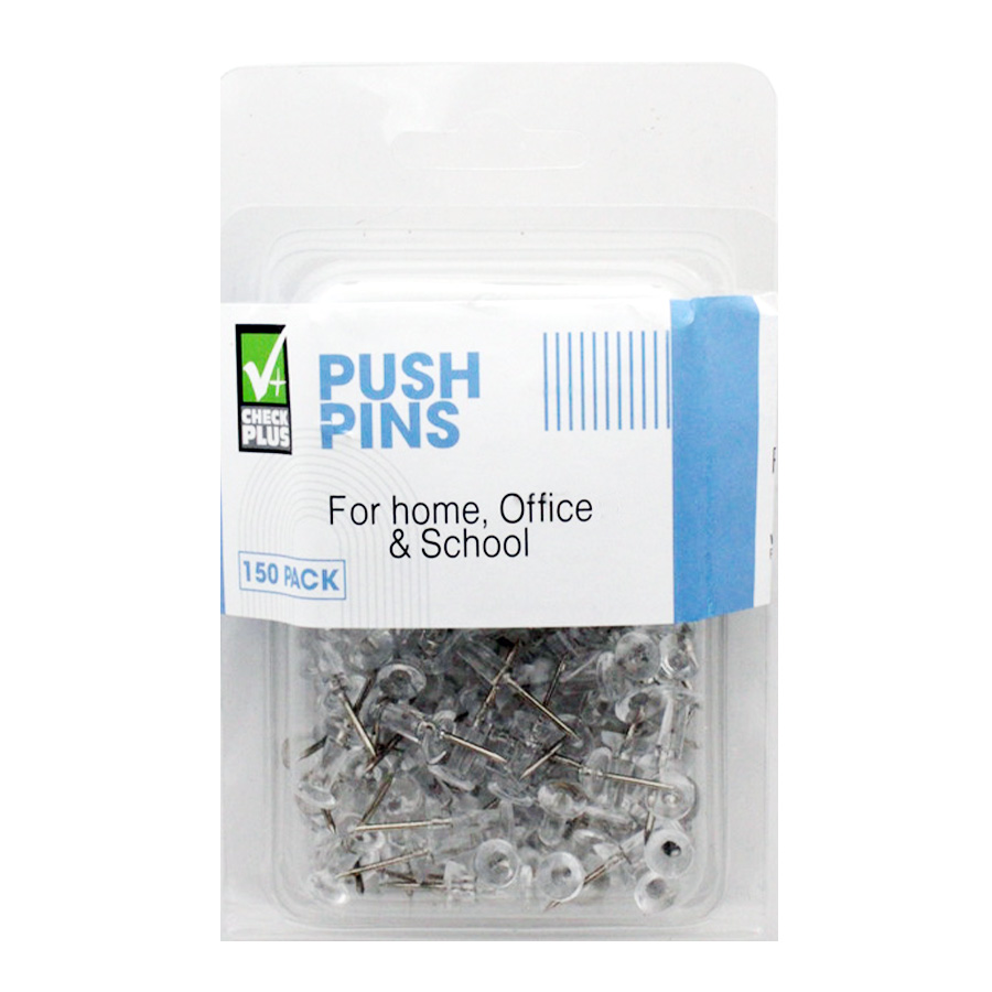 CHECK PLUS PUSH PIN 150 CT ASSORTED