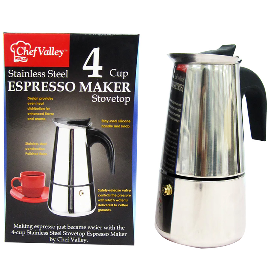 CHEF VALLEY COFFEE MAKER 1 CT 4 CUPS STAINLESS STEEL