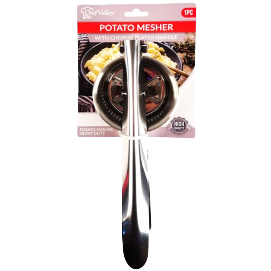 CHEF VALLEY POTATO MESHER 1 CT WITH CHORME PLATED HANDLE
