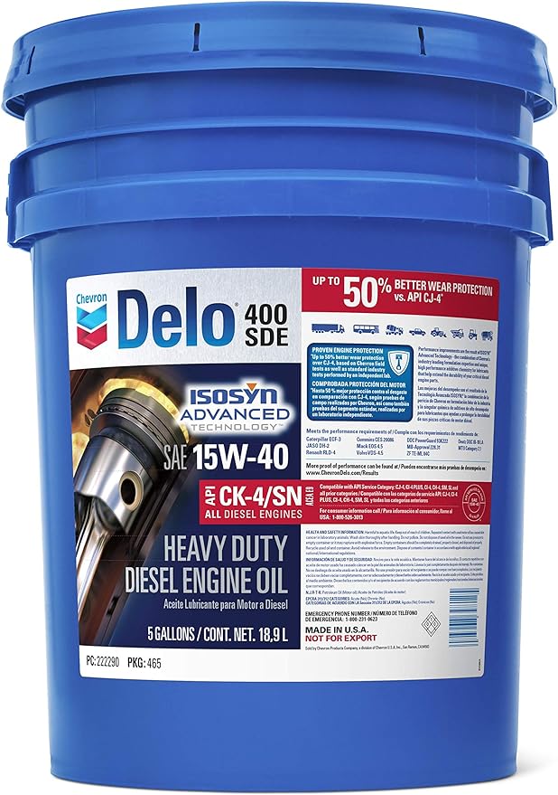 CHEVRON 5 GAL 15W-40 DELO HEAVY DUTY SYNBLEND PAIL