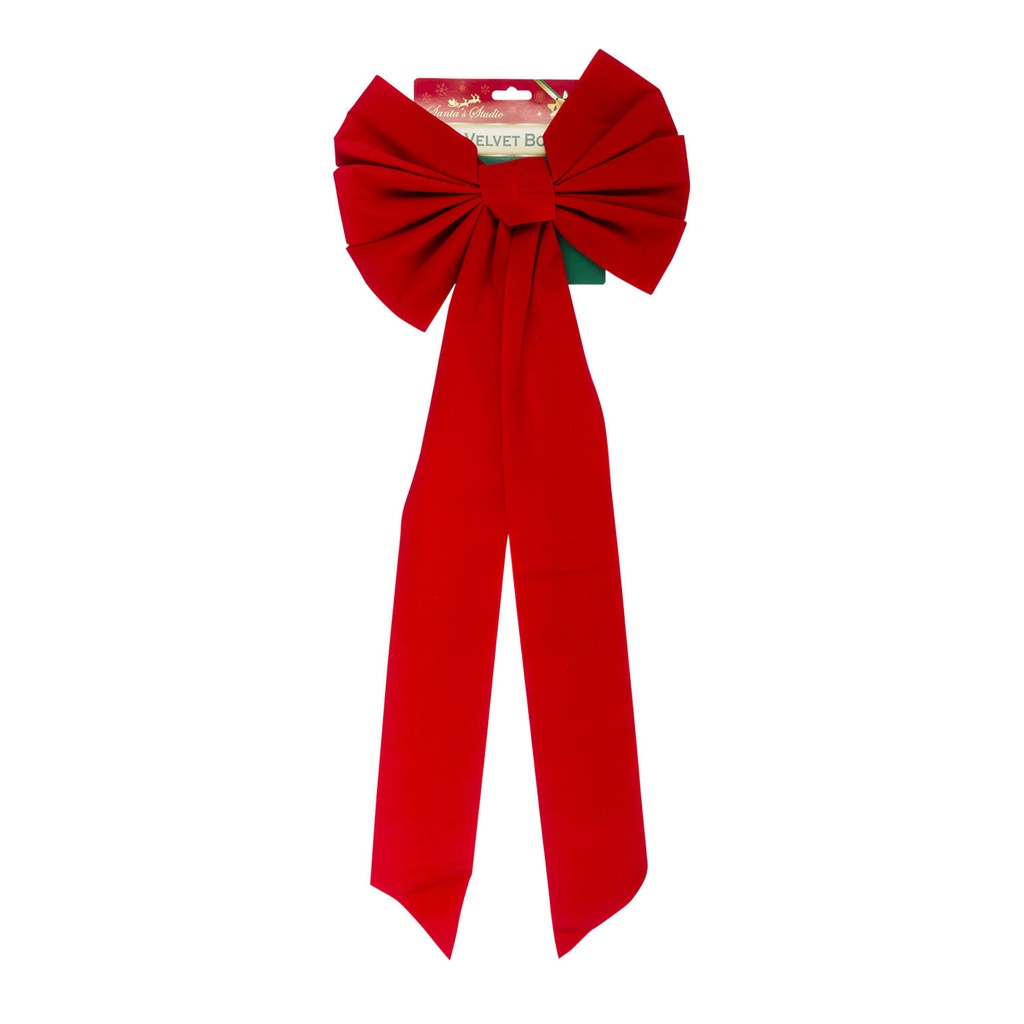 CHRISTMAS BOW 10.25 X 32 IN RED VELVET