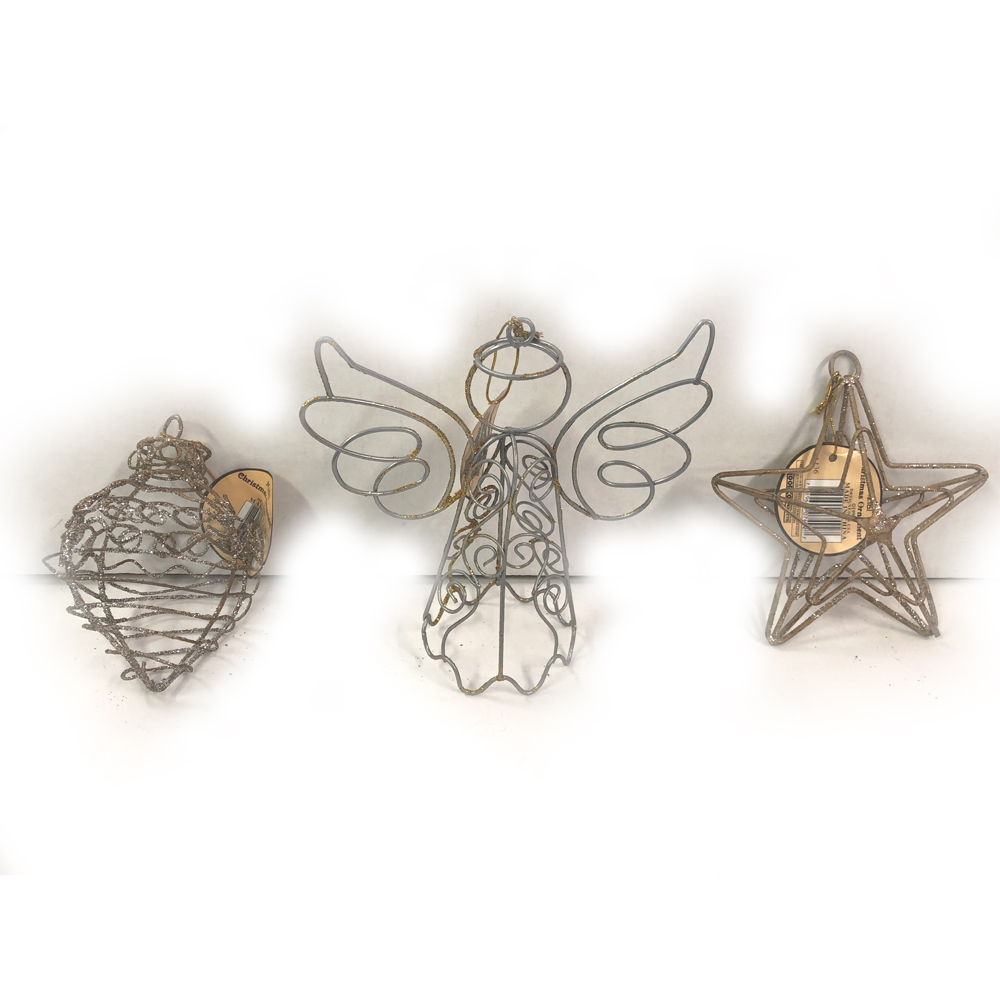 CHRISTMAS WIRE TREE ORNAMENTS ASST