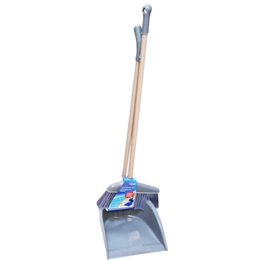 CLEANHOUSE STRAIGHT BROOM 1 CT WITH SQUARE DUSTPAN