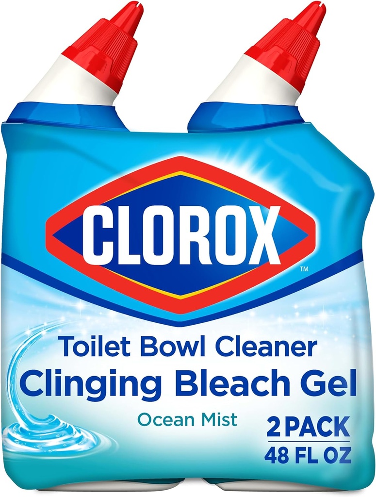 CLOROX TOILET BOWL CLEANER 24 OZ 2 PK CLINGING BLEACH GEL OCEAN MIST