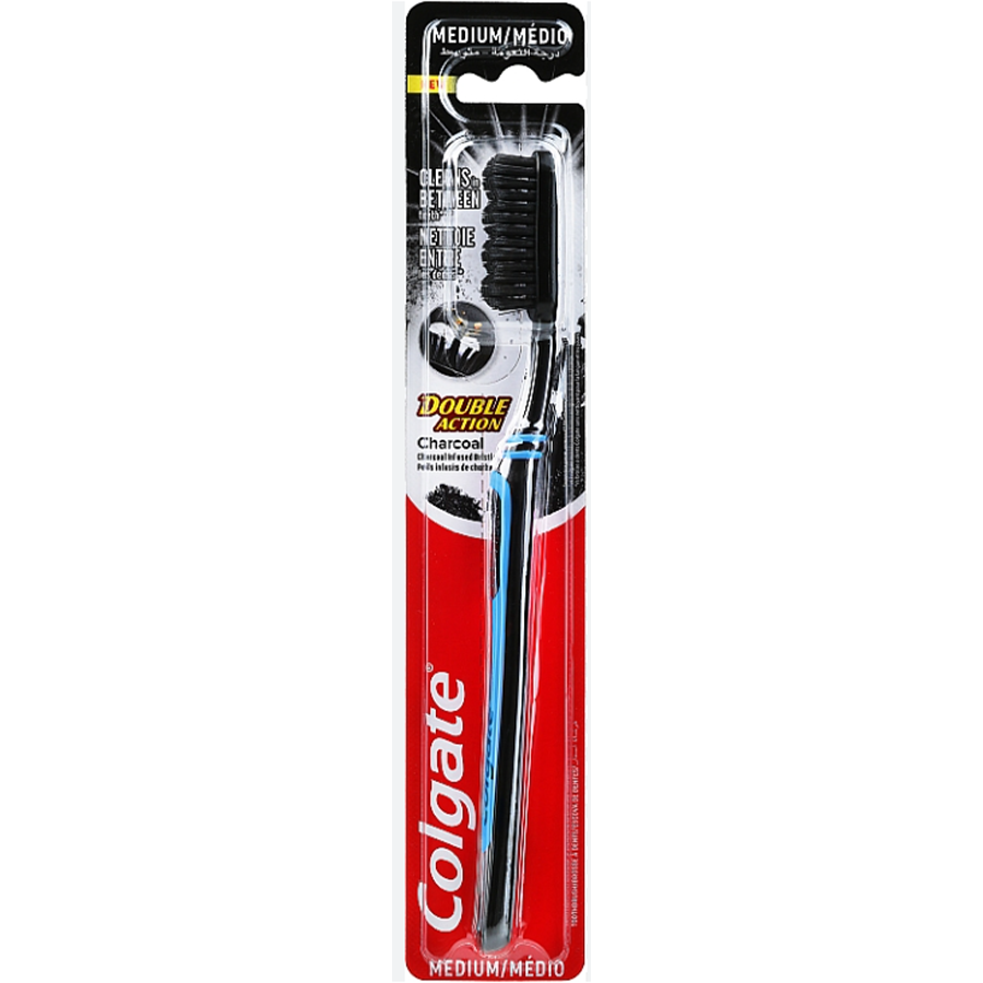 COLGATE TOOTHBRUSH 1 CT MEDIUM DOUBLE ACTION CHARCOAL
