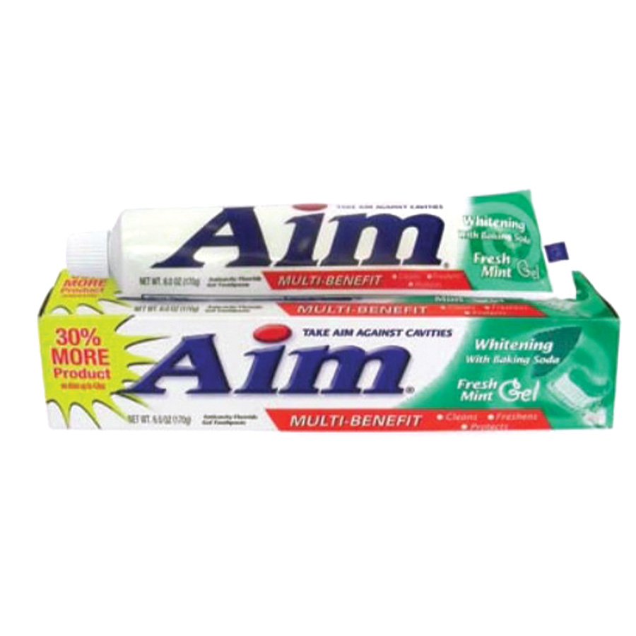 AIM TOOTHPASTE 5.5 OZ WITNG WT BKNG SODA FRESH MINT -90