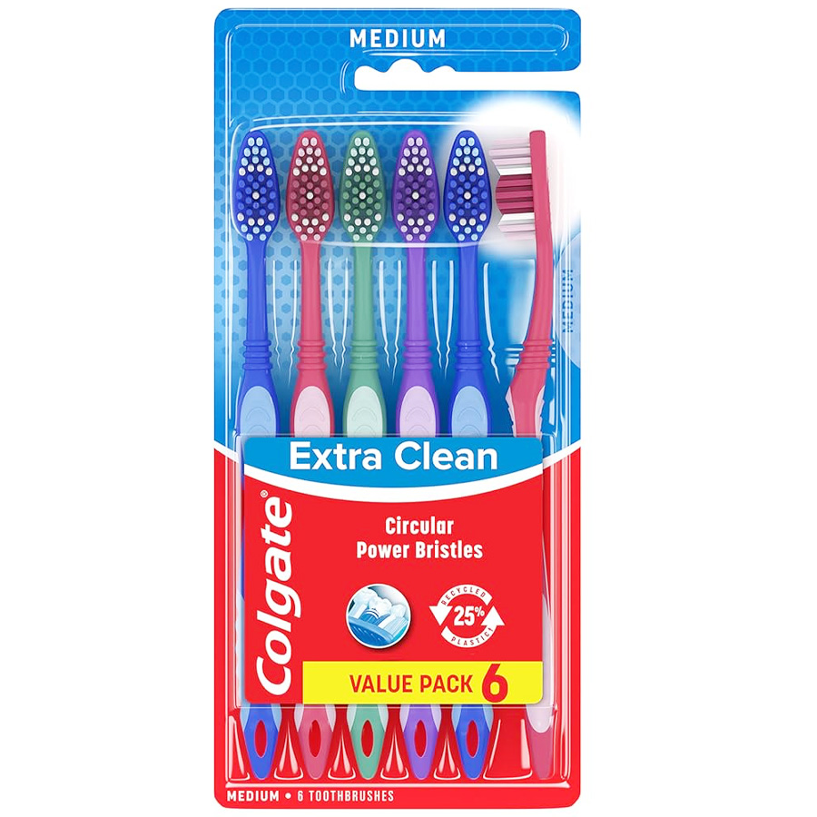 COLGATE TOOTHBRUSH 6 CT MEDIUM PLUS