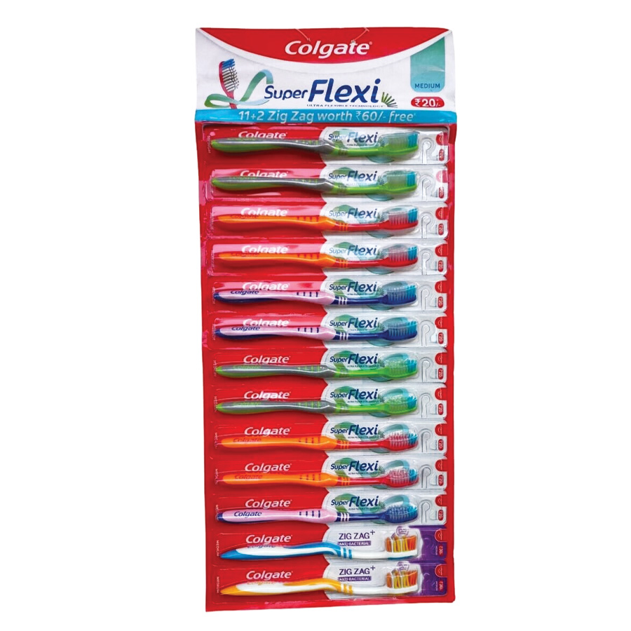 COLGATE TOOTHBRUSH SUPER FLEXI MEDIUM 13/CARD