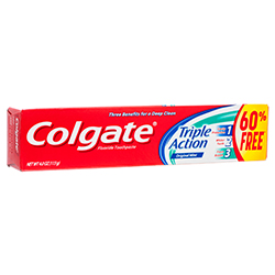 COLGATE TOOTHPASTE 2.5 OZ +1.5 OZ TRIPLE ACTION + 60% FREE