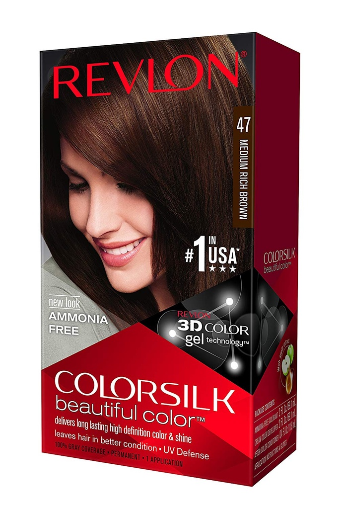 COLOR SILK HAIR COLOR 1 PK #47 MEDIUM RICH BROWN