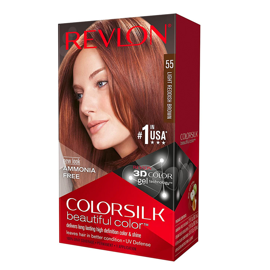 COLOR SILK HAIR COLOR 1 PK #55 LIGHT REDDISH BROWN