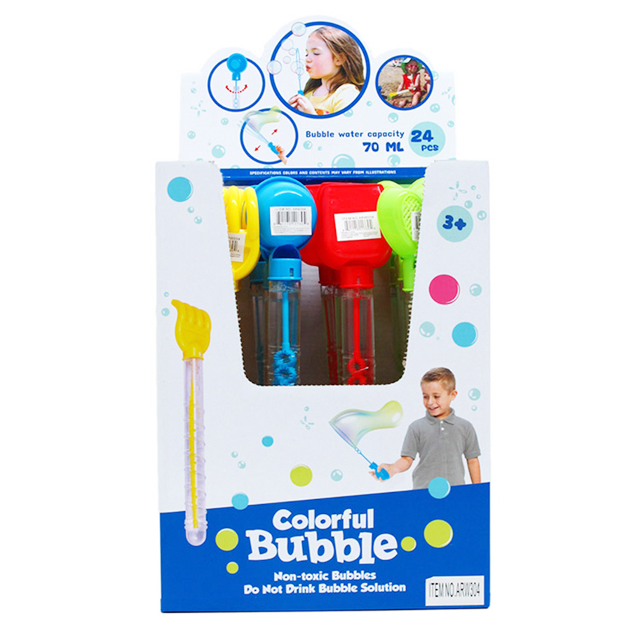COLORFUL BUBBLE STICK 2.4 OZ 11IN ASSORTED DESIGN IN DISPLAY BOX