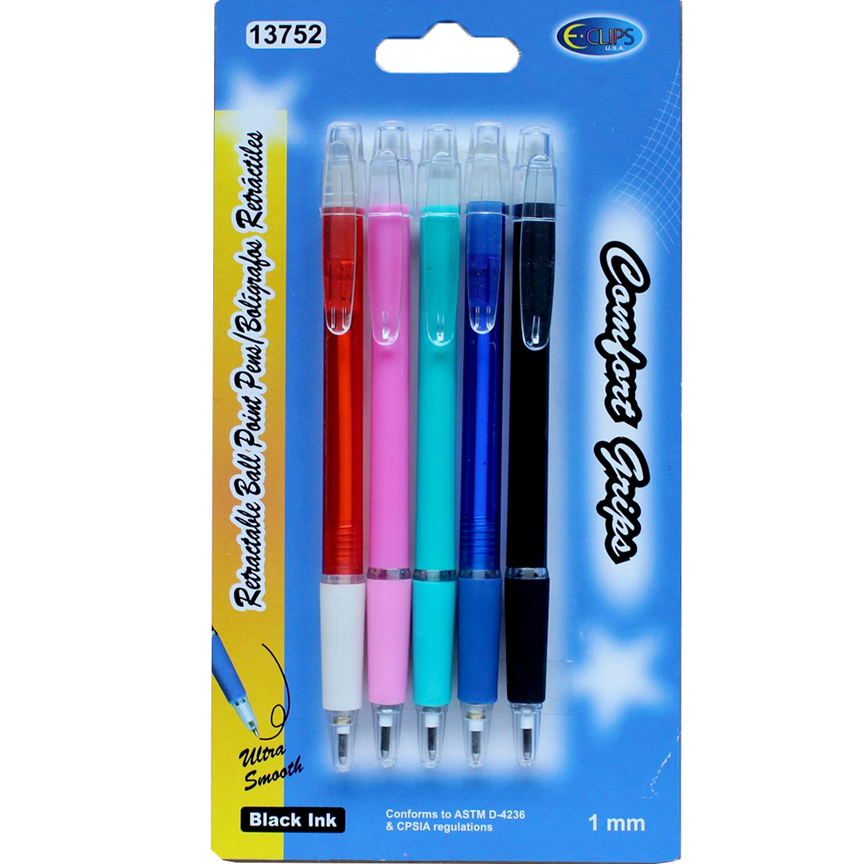 COMFORT GRIP PEN 5 PK ASST