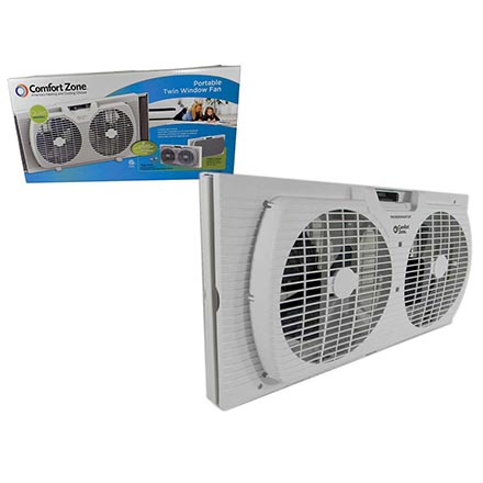 COMFORT ZONE FAN 9 IN 2 SPEED TWIN EXPANDABLE 22.5 IN-33 IN ETL APPROVED