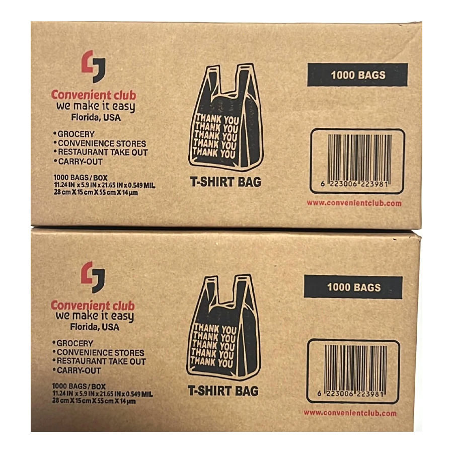 CONVENIENT CLUB T-SHIRT BAG 1000 CT 1/6 BLACK