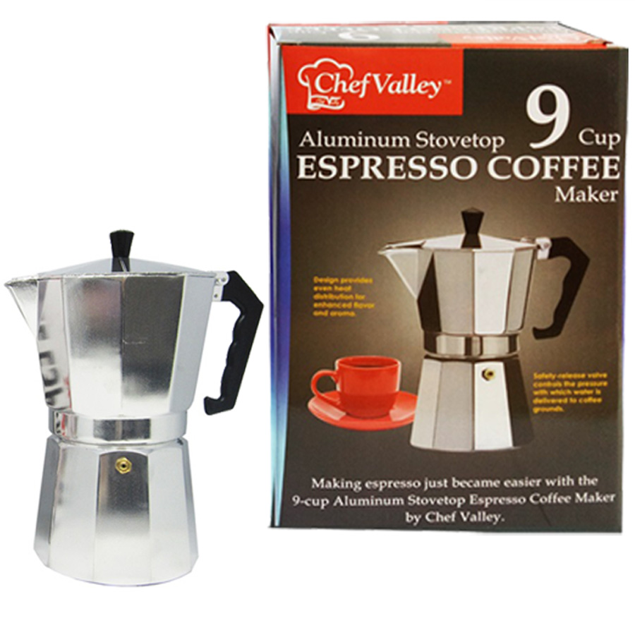 COTTON VALLEY COFFEE ESPRESSO MAKER 9 CUPS ALUMINUM