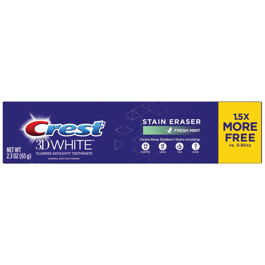 CREST TOOTHPASTE 2.3 OZ 3D WHITE STAIN ERASER FRESH MINT