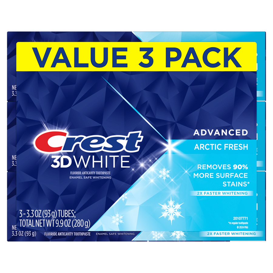 CREST TOOTHPASTE 3.3 OZ 3 PK 3D ADVANCED WHITENING ARCTIC FRESH