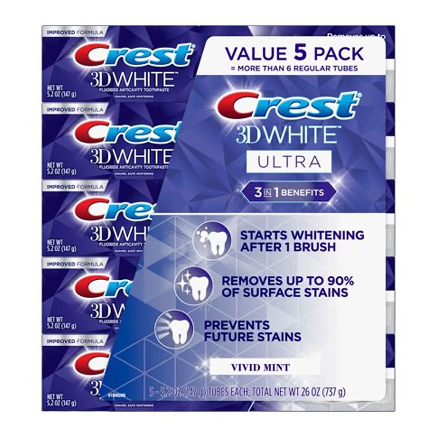 CREST TOOTHPASTE 5.2 OZ 3D WHITE ULTRA`5 PACK